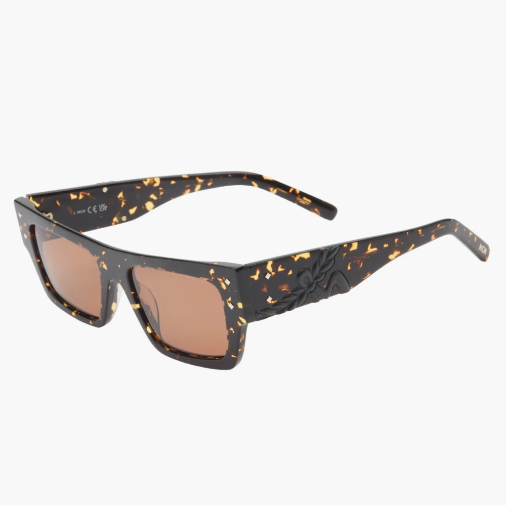 MCM Square Frame Tortoiseshell Sunglasses 100% UV w/leather case Unisex NWT!